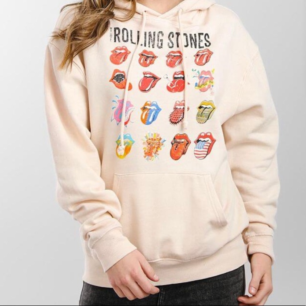 ROLLING STONES BEIGE BUCKLE HOODIE SZ:S/M/L/XL
